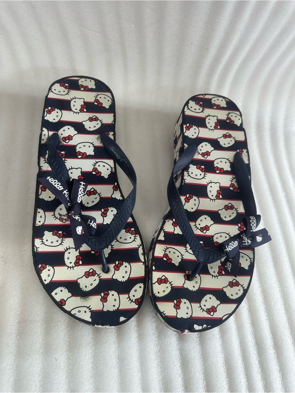 Sanrio Hello Kitty Navy, White & Red Stripe Flip Flops